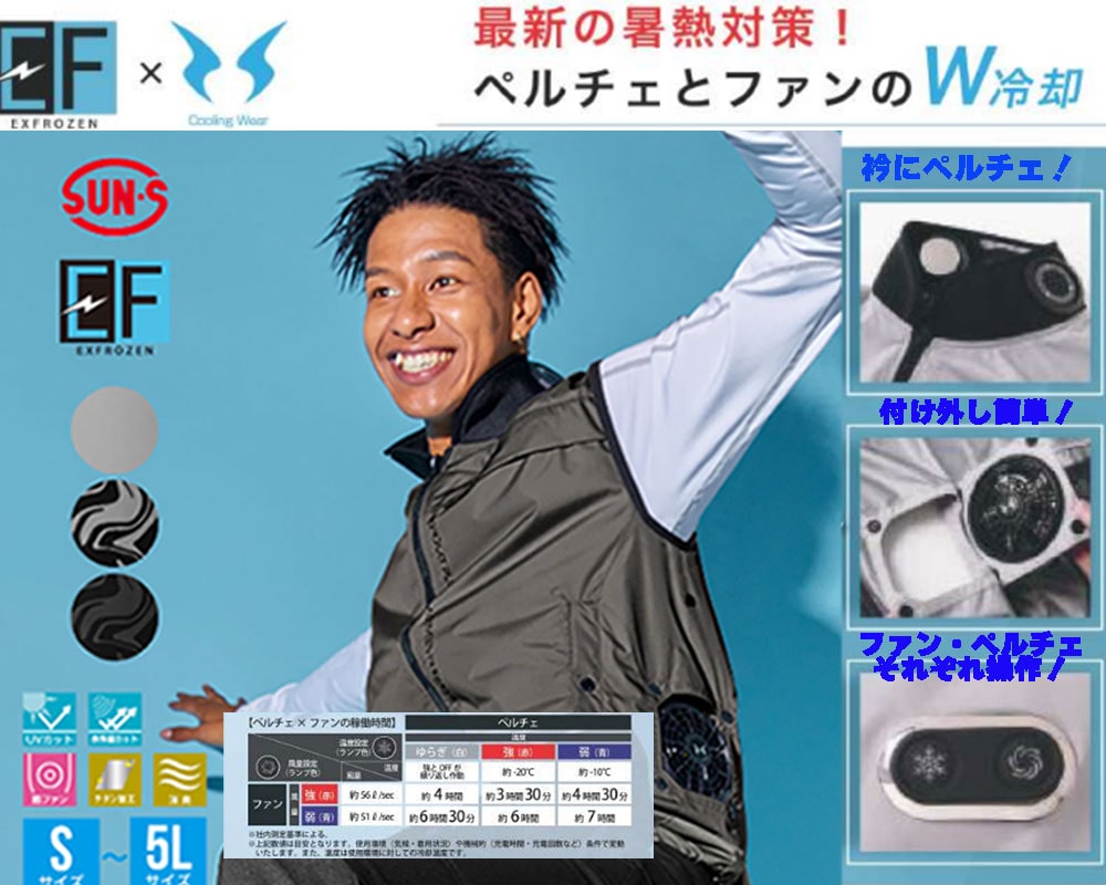 ハイブリッドクールベスト　EF92592S アイアングレー 3Lサイズ 3Lサイズ　売切れ アイアングレー