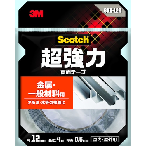 ３Ｍスコッチ　超強力両面テープ　金属・一般材料用　１２ｍｍ×４ｍ　SKD-12R　389-2921