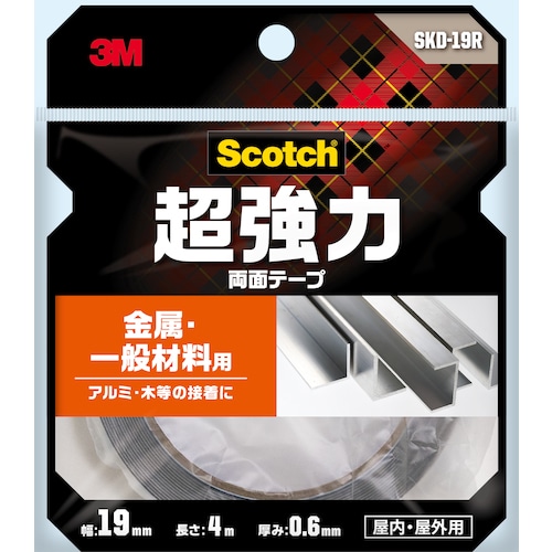 ３Ｍスコッチ　超強力両面テープ　金属・一般材料用　１９ｍｍ×４ｍ　SKD-19R　389-2922