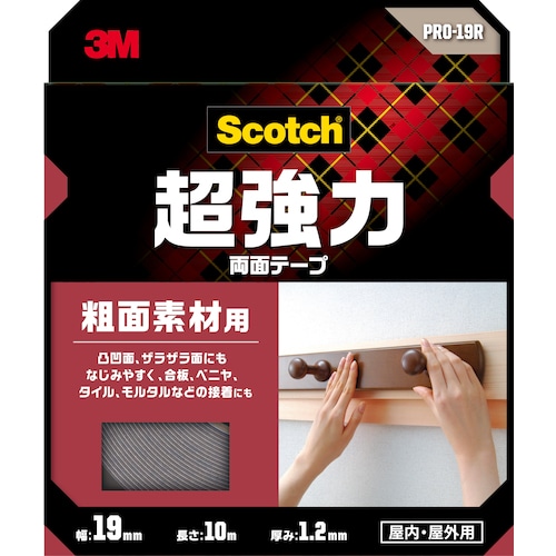 ３Ｍスコッチ　超強力両面テープ　粗面素材用　１９ｍｍ×１０ｍ　PRO-19R　389-2942