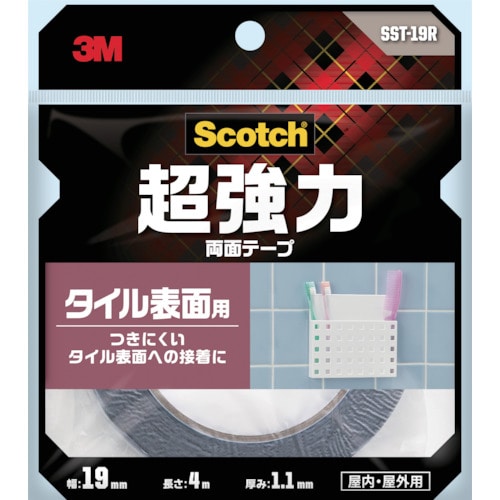 ３Ｍスコッチ　超強力両面テープ　タイル表面用　１９ｍｍ×４ｍ　SST-19R　389-4482