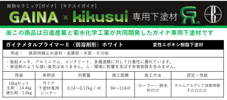 ガイナメタルプライマーⅡ　ホワイト　16kgセット