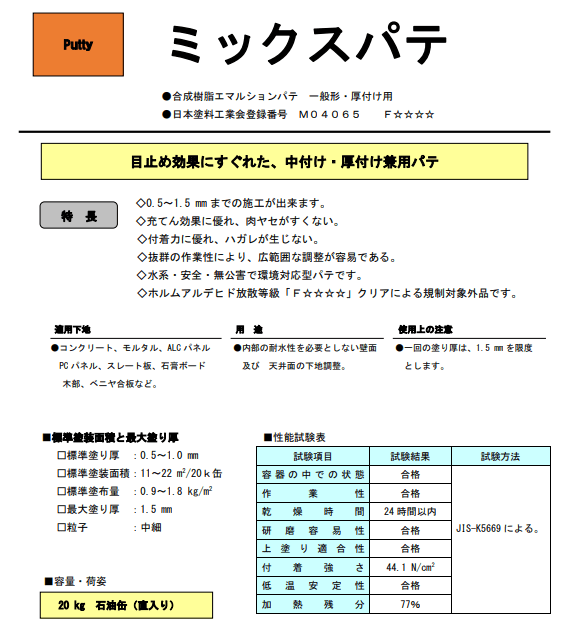 ミックスパテ 20kg