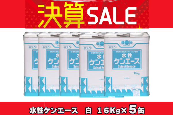 【5缶まとめ買い決算セール！】水性ケンエース 白 16Kg×5缶