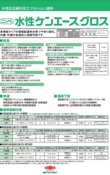 水性ケンエースグロス 4Kg 各色