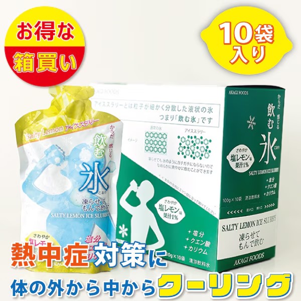 飲む氷！アイススラリーソルティレモン味1ケース（100g×10袋）｜【2026年製造！】熱中症対策飲料