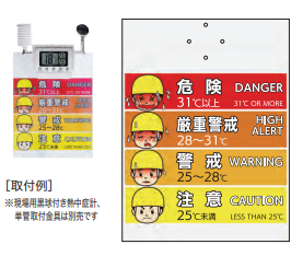 現場用黒球付き熱中症計取り付け標識